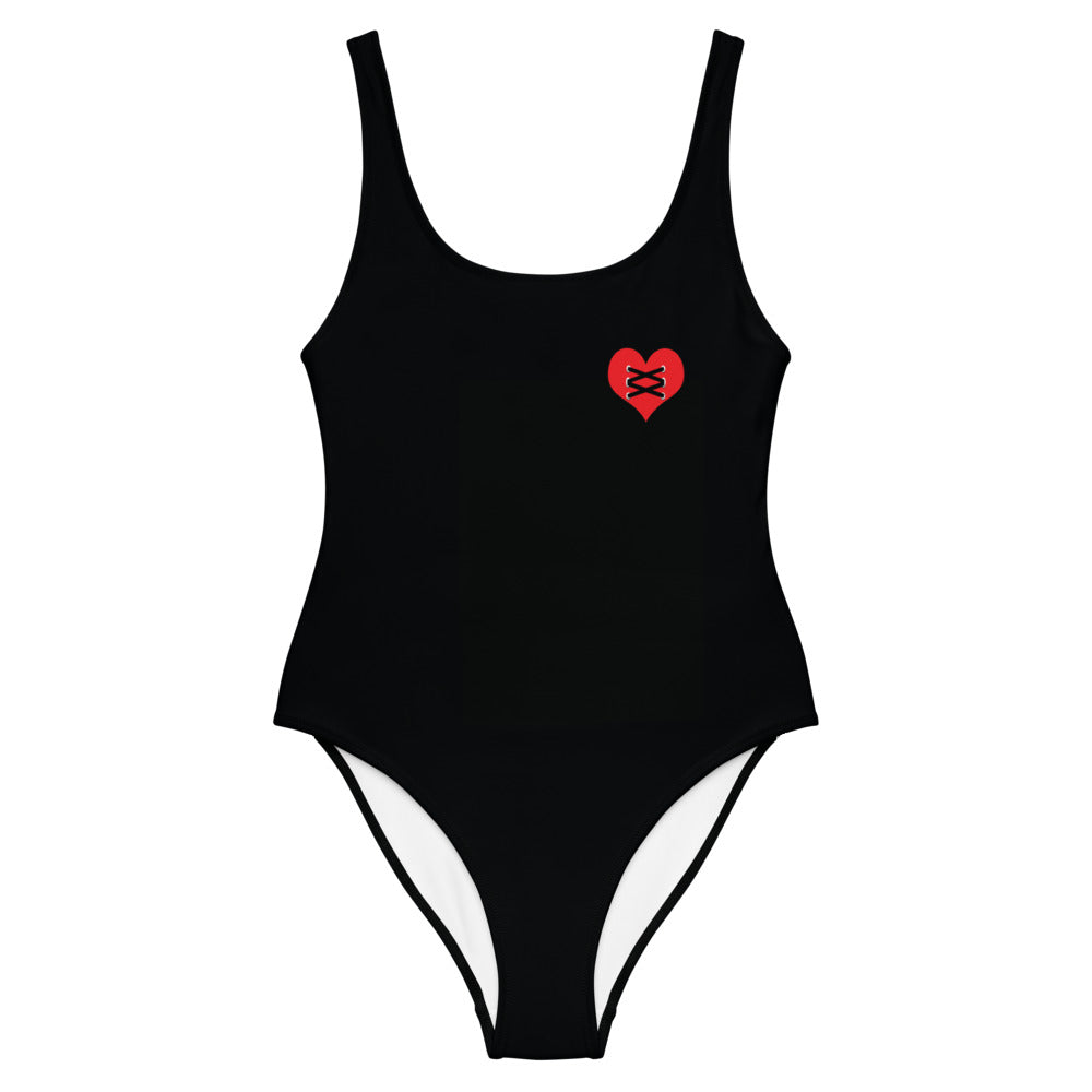 Love Fights Black One-Piece Swimsuit