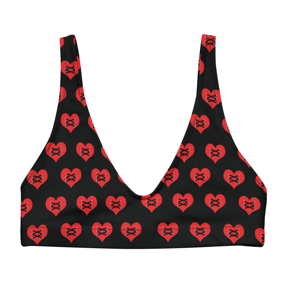 Love Fights Black Recycled Padded Bikini Top